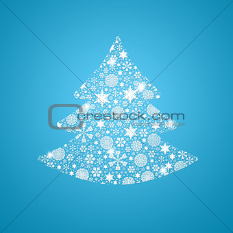 Silhouette of tree filled with snowflakes