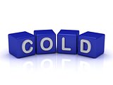 COLD word on blue cubes 