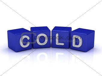 COLD word on blue cubes 