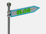 3d rendering of sign with gold "BLOG"