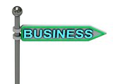 3d rendering of sign with gold "BUSINESS"