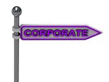 3d rendering of sign with gold "CORPORATE"