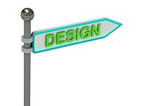 3d rendering of sign with gold "DESIGN"