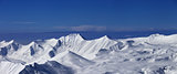 Panorama of snowy plateau at nice day