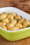 Roasting baby potatoes with thyme