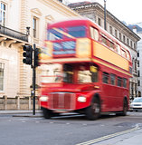 Red vintage bus in London. 