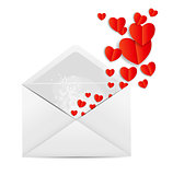 Valentine`s Day Card with Envelope and Heart Vector Illustration