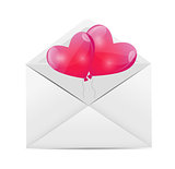 Valentines Day Card with Heart Shaped Balloons, Vector Illustrat