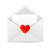 Valentine`s Day Card with Envelope and Heart Vector Illustration