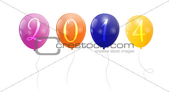 Color glossy balloons 2014 new year background vector illustrati