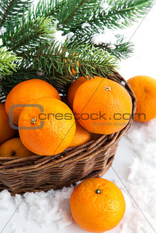 Fresh tangerine in a basket 