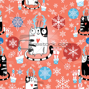 Christmas texture with cats