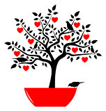heart tree and birds