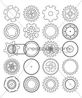 gears silhouette over white background
