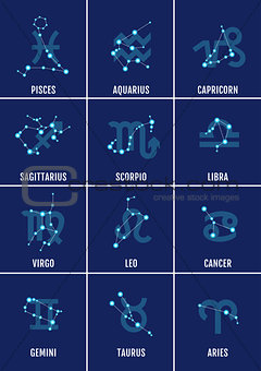 zodiac signs, vector icon set