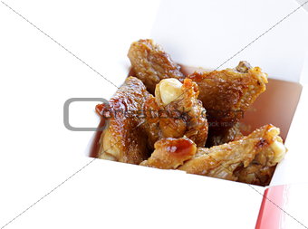 fried chicken wings with soy sauce in the Asian style