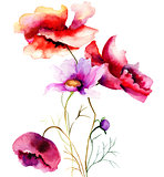 Watercolor illustration with flowers