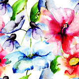 Beautiful flowers, Watercolor painting
