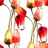 Seamless pattern with Tulips flowers