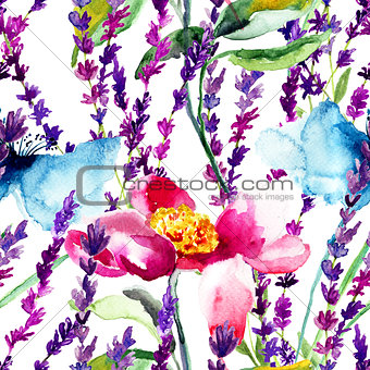 Seamless pattern with wild flowers