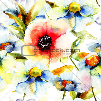 Seamless pattern with flower