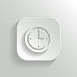 Clock icon - vector white app button with shadow