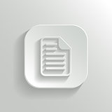 Document icon - vector white app button with shadow