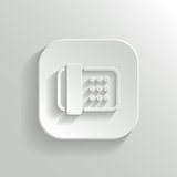 Fax machine icon - vector white app button with shadow