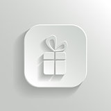 Gift icon - vector white app button with shadow