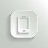 Smartphone icon - vector white app button with shadow