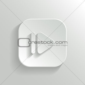 Media player icon - vector white app button with shadow