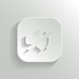 Mute icon - vector white app button with shadow