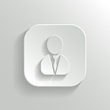 User icon - vector white app button with shadow