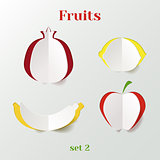 Set of fruits - creative paper icons