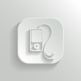 MP3 player icon - vector white app button with shadow