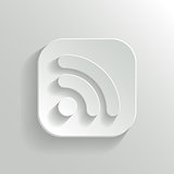 RSS icon - vector white app button with shadow