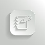 Notepad icon - vector white app button with shadow