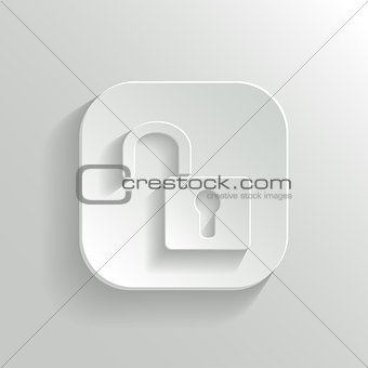 Unlock icon - vector white app button with shadow