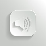 Speaker icon - vector white app button with shadow