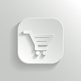 Shopping cart icon - vector white app button with shadow