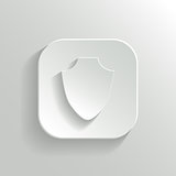 Shield icon - vector white app button with shadow