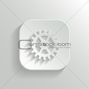 Gear icon - vector white app button