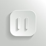 Pause icon - media player icon - vector white app button with shadow