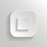 Stop - media player icon - vector white app button with shadow