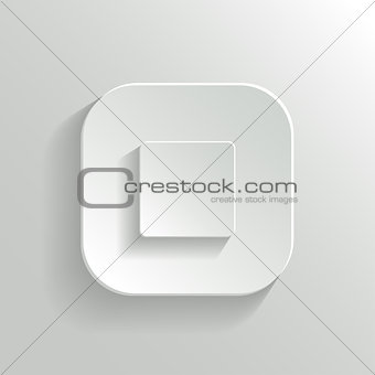 Stop - media player icon - vector white app button with shadow