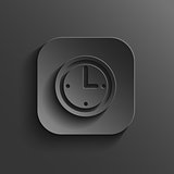 Clock icon - vector black app button with shadow