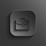 Briefcase icon - vector black app button with shadow