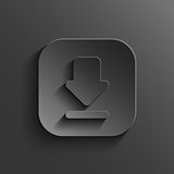 Download icon - vector black app button with shadow