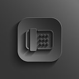 Fax machine icon - vector black app button with shadow