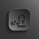 Lock icon - vector black app button with shadow